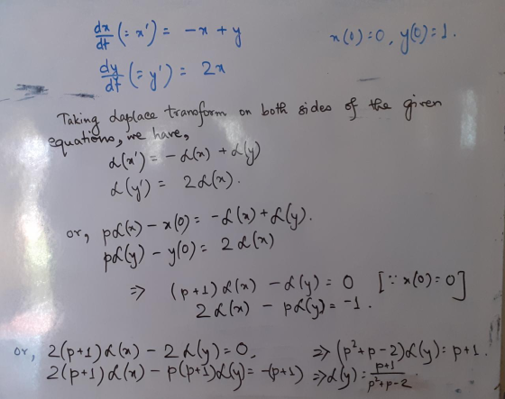 n(^) =0, y6):d. : 21 on both si deo of the giren Taking dglace tranoform we have, equationo, a(a) = - d(a) + dl) d (y) = 2a(