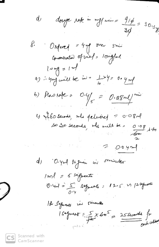 di dosege role in ref mei=916= 30 8. Ordered = 4mg over smini Concentration of viel = longime a) iyong will be in ty= 0oyol b