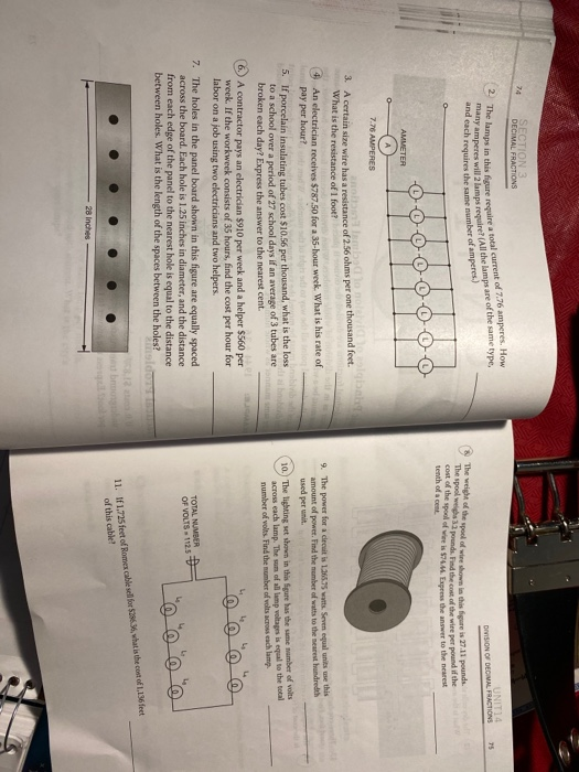 74 SECTION 3 DECIMAL FRACTIONS UNIT14 DIVISION OF DECIMAL FRACTIONS 75 The weight of the speed of wire shown in this figure i