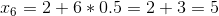 x_{6}=2+6*0.5=2+3=5