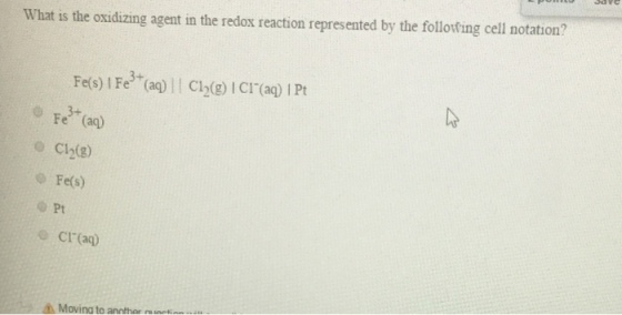 What is the oxidizing agent in the redox reaction
