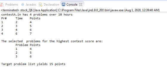 Problems @ Javadoc B. Declaration Console X <terminated stock_Q6 [Java Application] C:\Program Files\Java\jrel.8.0_201\bin\ja