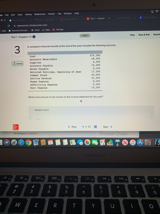 me File Edit View History Bookmarks People Tab Window Help Test 1 - Chapter X 102 - C Apps n ewconnectmheducation.com Persona
