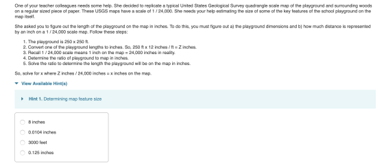 One of your teacher colleagues needs some help. She decided to replicate a typical United States Geological Survey quadrangle