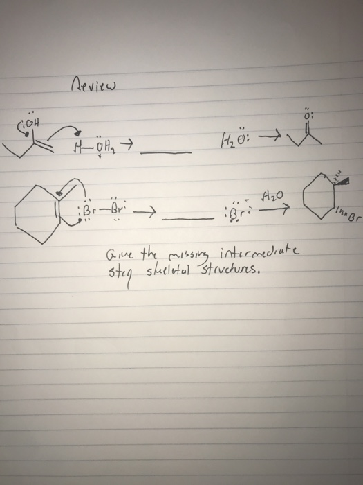 Review on töit Give the missing intermediate steg skeletal structures.