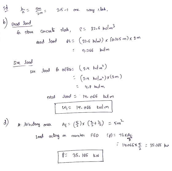 sd bara om 215-1 one way slab, Dead load for stone concrete read load slab, P= 22.6 kilm² OL= (2216 kalm²) x (0,205 m) x 2m :