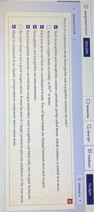 Resources Feedback Assignment Score: Try Again [ Give Up? 1583/1900 Attempt 4 < Question 5 of 19 > Which five statements abou