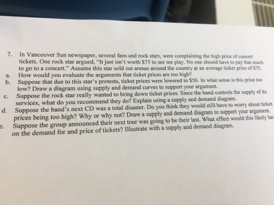 7. In Vancouver Sun newspaper, several fans and rock stars, were complaining the high price of concert tickets. One rock star