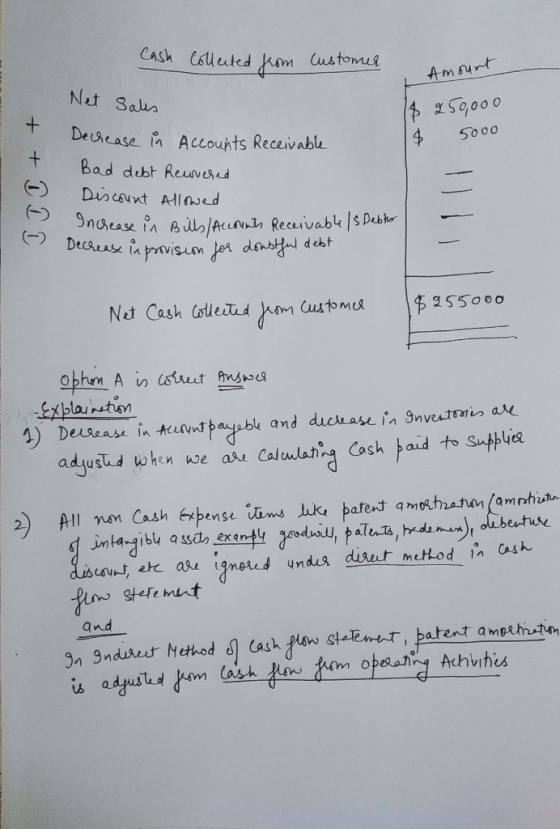 Nut Saa Deuease in Accouhts Receivablu Bad dubt Reuvd Sooo 4 50 0d Net Cash atleiad ron customU 255000 Explarrthon adjust 4 when ur au Cala lang Cash 声aid t Satpee stefemit and