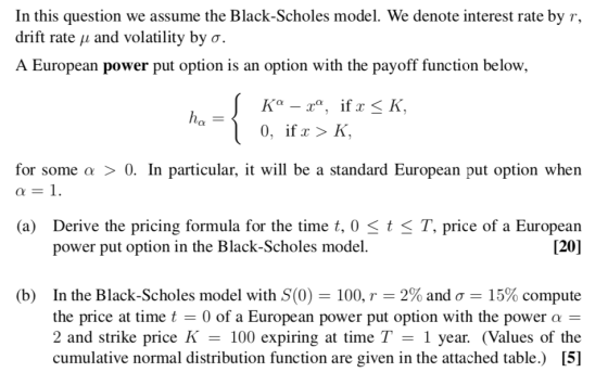 In this question we assume the Black-Scholes model. We denote interest rate by r, drift rate pi and volatility by o. A Europe
