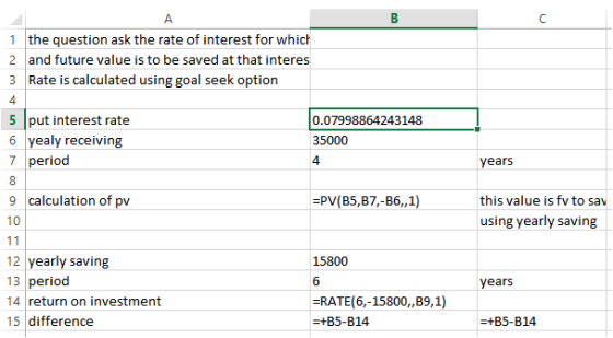 1 the question ask the rate of interest for which 2 and future value is to be saved at that interes 3 Rate is calculated usin