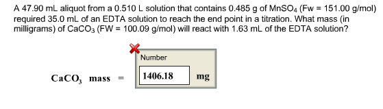 A 47.90 mL aliquot from a 0.510 L solution that co