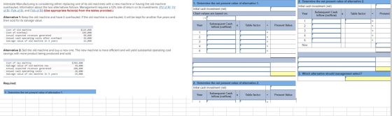 2. Determine the net present value of alternative 2 1. Determine the net present value of alternative 1. Initial cash investm