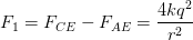 F_{1} = F_{CE} - F_{AE} = rac{4kq^{2}}{r^{2}}