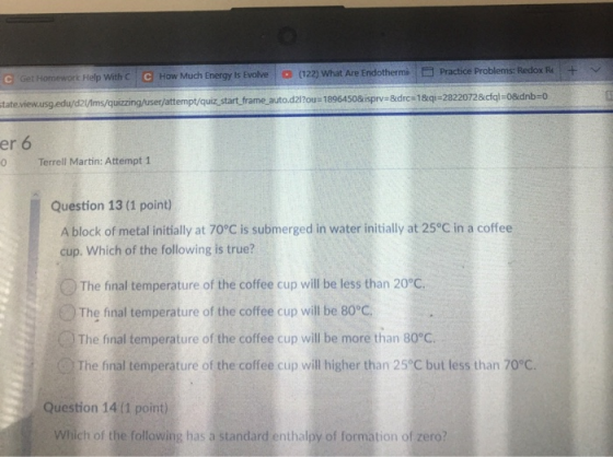 C Get Homework Help With C C How Much Energy Is Evolve (122) What Are Endotherm Practice Problems: Redox 4 + tate view.usg.ed