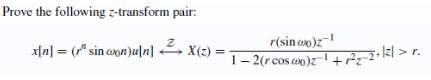 Prove the following z-transform pair