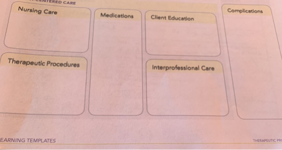 CENTERED CARE Nursing Care Complications Medications Client Education Therapeutic Procedures Interprofessional Care EARNING T