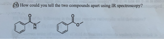 28 How could you tell the two compounds apart using IR spectroscopy?