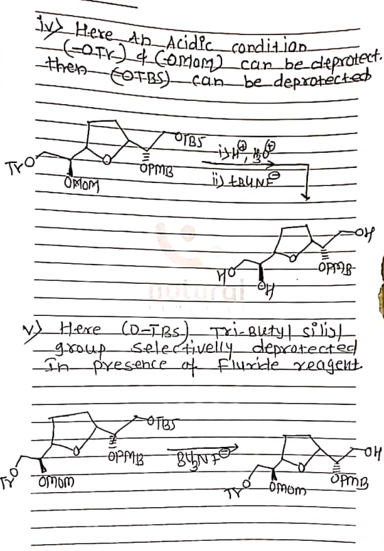 (OTK comom then FOTBS) can Alread Acidic condition B oman can be deprotect. OFBS) can be deprotectes = yor LOPMB- NA_Hexe (DT