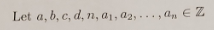 Let a, b, c, d, n, 01, 02,...,0, EZ