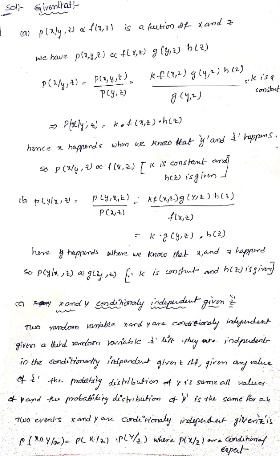 Sol- Givenlhat consht PCa,포) Tuo random arabte rand yare clyi 여 the matahiy dịchibution etys same all values Ttvo evenis and y ari condH ndatom