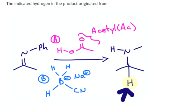 The indicated hydrogen in the product originated from A cetyl(Ac) -Ph Ho H-N CN H
