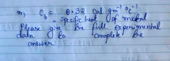 0.32 call gor metal ant Please the full experimental answeroflol съв specific heat data given complete the