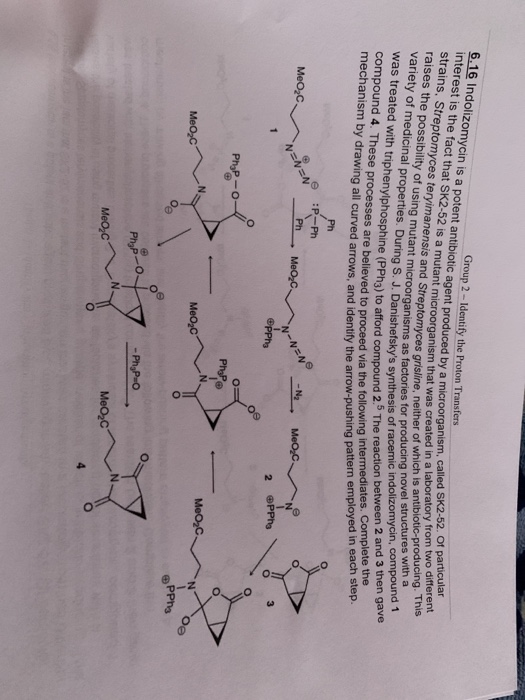 6.16 Indolizomycin is a potent antibiotic agent pro Group 2 - Identify the Proton Transfers interest is the fact that SK2-52
