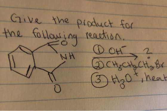6 CH₂ CH₂ CH₂ Br Give the product for the following reaction, ① OH ? NH 3 H₂O + heat O