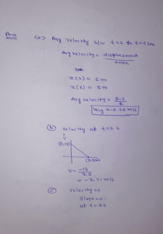 La? 2(c) = sm 4- VA -0.2S mis eloclty at t22 s 113 3、S ⓒ velocity =。