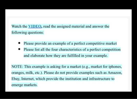Watch the VIDEO, read the assigned material and answer the following questions: • Please provide an example of a perfect comp