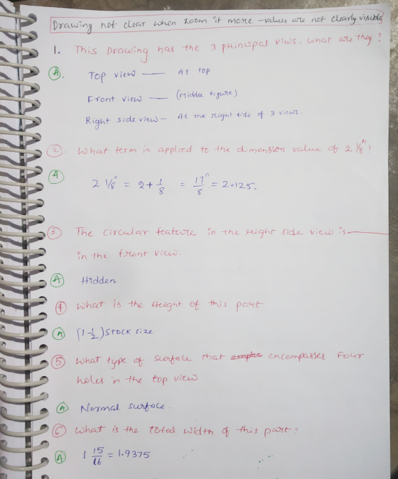 learly visidle Drawing hot clear when othm it mone -Values are not They2 pinspal viws. Lehat ate 3 1. This Dracaing has the A