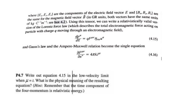 the same for the magnetic field vector B (in GR units, both vectors have the same units where [E, E,, E.) are the components