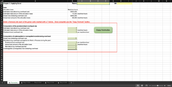A B C D E F H J M N Name: G# 1 Chapter 3: Applying Excel 2 3 Data 4 Allocationibus 5 Estimated manufacturing overhead cost 6