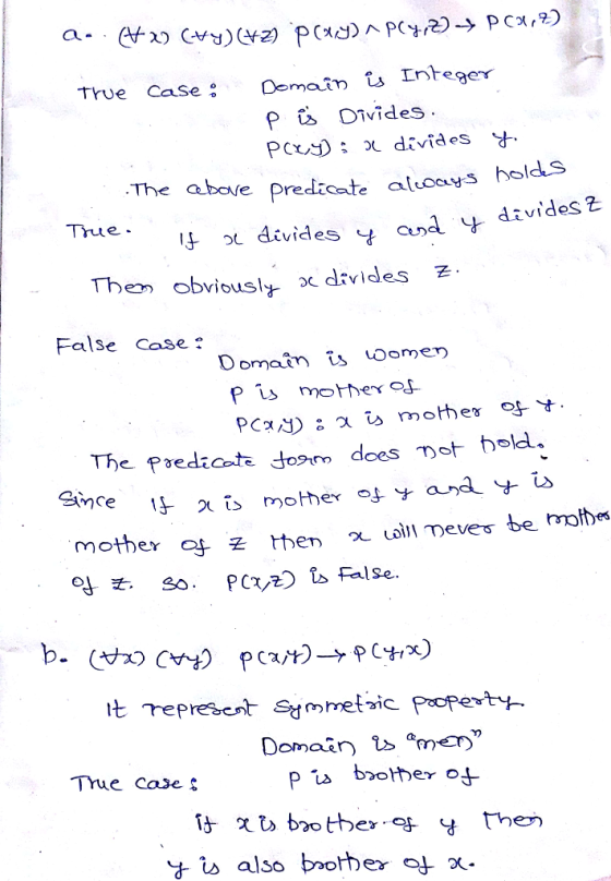 True Case Demaim Ls Integer P Divides PCUD: χ divides y. The abose predtonte aloays holds True y divides 2 4 divides an Them