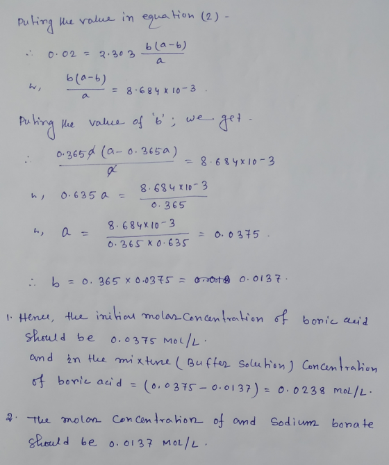 Puing he value in egua tion (2) - b(a-b) 2.30 3 a 6(a-6) 8-684 x 10- 3 1 a vaue of b we Hue Pu 0.365 (a-0.365a) 8.68yx10-3 8.