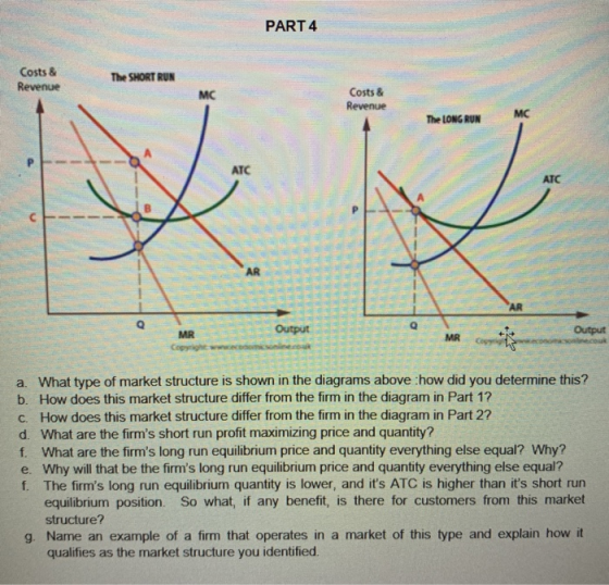 PART 4 Costs & Revenue The SHORT RUN MC Costs & Revenue MC The LONG RUN ATC ATC AR AR Output Q Output MR MR Copy a. What type