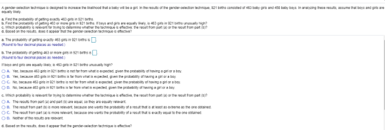 election technique is designed to increase the likelihood that a baby will be a girl. In the results of the gender-selection