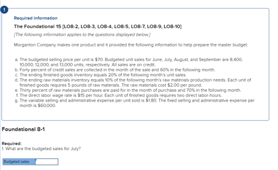 Required information The Foundational 15 [LO8-2, LO8-3, LO8-4, LO8-5, LO8-7, LO8-9, LO8-10] [The following information applie
