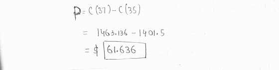 p=0 (37)-C(35) 1463.136-1401.5 $ 161.636