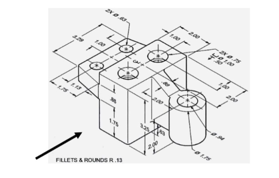 2X 0.63- 200 3.29 1.00 1.00 - 2X 0.75 AD 1.75 1.00 200 200 1.75 3.25 1-83 200 0 1.75 FILLETS & ROUNDS R.13