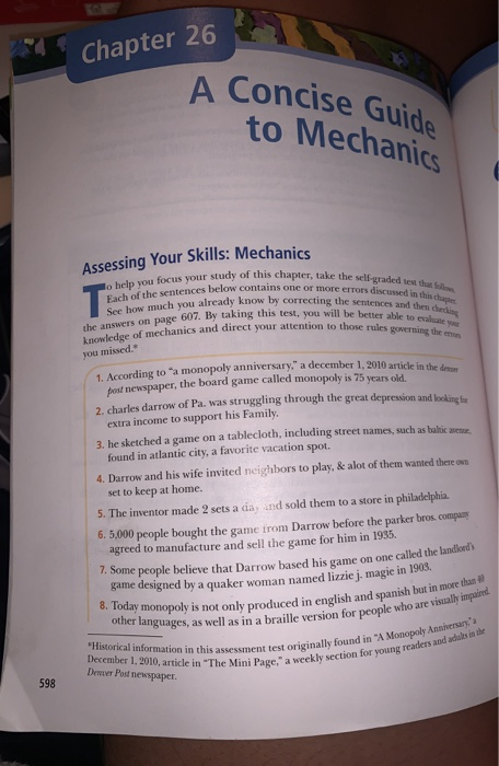 Chapter 26 A Concise Guide to Mechanics take the self-graded test the below contains one or more errors discussed in the Asse