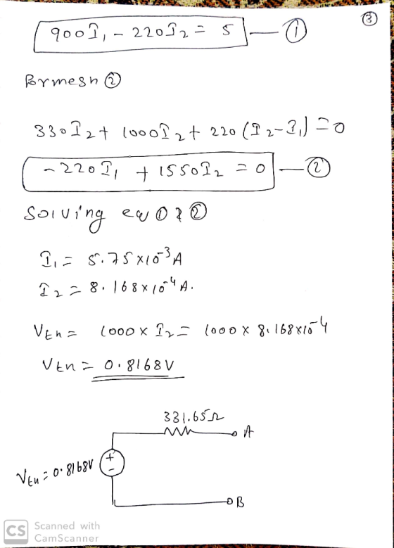 © 9001, - 22012=510 formesh ② 33012+ 100012+ 220(I 2-1,J LO (-220D, + 15509, 2014 solving eworo ?i= 5.758103A 12=8.168x104A.