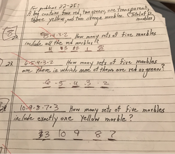 contains merbles 2How meny sets of Five marhles ow meny sets of merbles ncJude all the the red marbles re in wんんんnone of thern are re) orateenS_ 7 32 ーーーーーーーーーーーーnow-many sets-of- tive nclude, exactly one、elldw-merle? mat 2