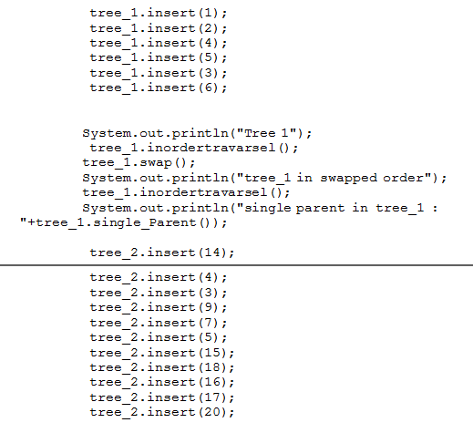 tree 1.insert (1) tree 1.insert (2); tree 1.insert (4); tree 1.insert (5); tree_1.insert (3); tree_1.insert (6); System.out.p