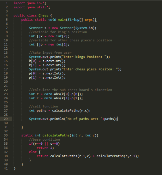1 import java.io. 2 import java.util. 4 public class Chess 6 public static void main(String[] args) 8 9 10 Scanner s new Scan