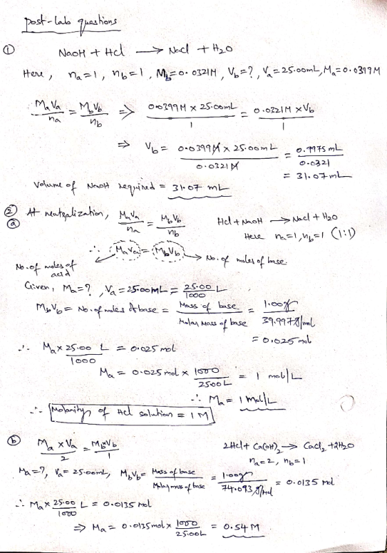 Nocl + 2o NaoH Hl Mo 032IH, V?, 25.00mL,M=o.0317M Heu na, n Oo299 M x 2S-oomL o.0221M xV na Иь 0-0299M25.o0m o.97S mL o-032 o