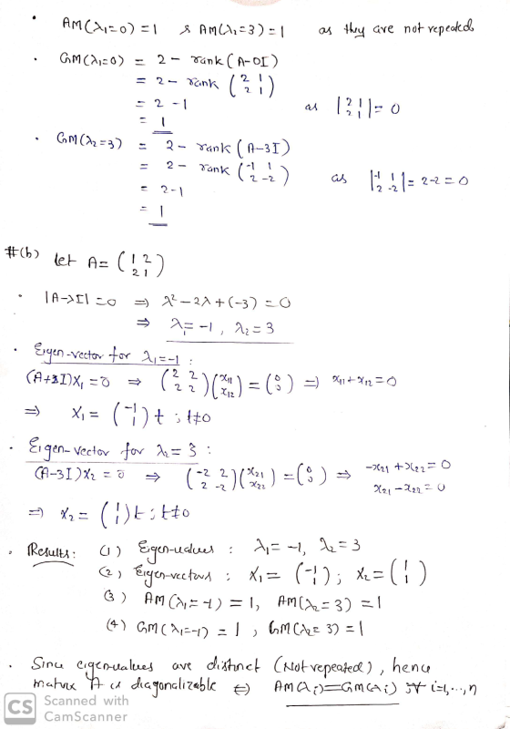 AM(+1=0)=1 & AM(1₂=3)=1 as they are not repeated GM (210) 2- rank (A-OI) (?!) - 2-1 2- rank 1311-0 CM (22=3) 2- rank (1-31) 2