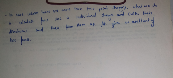 in case where there are more than two point charges, what we do is calculate force due to individual charges and (with their