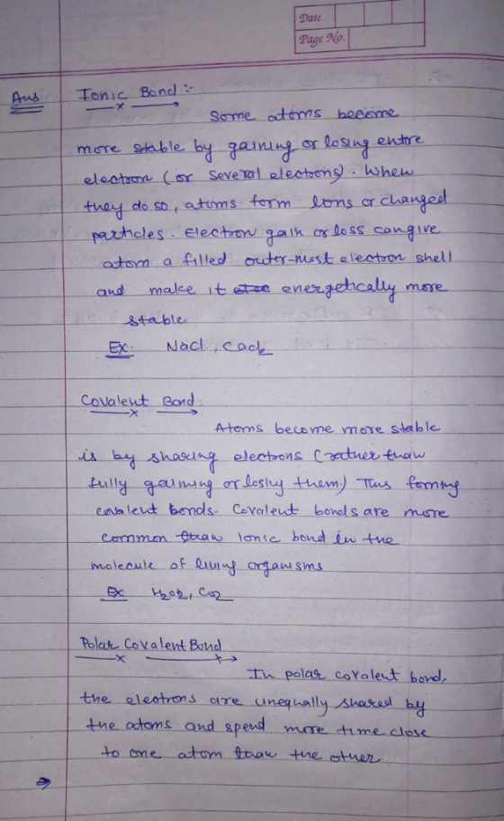 Date Page No AusTonic Tonic Band mame shuble by ganung or fesiny ekctre msTe Stable actom a filled ouutr-mest eleatoon sheli Collate A-toms belame mare stablk w sms Polak Covalent Batad the eleatrons cire uneqwally shasas tne octoms and aped mmme time clos to one-atom 仩taw.